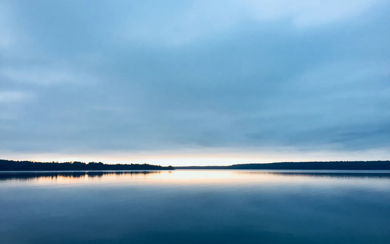 wide lake over sunset view