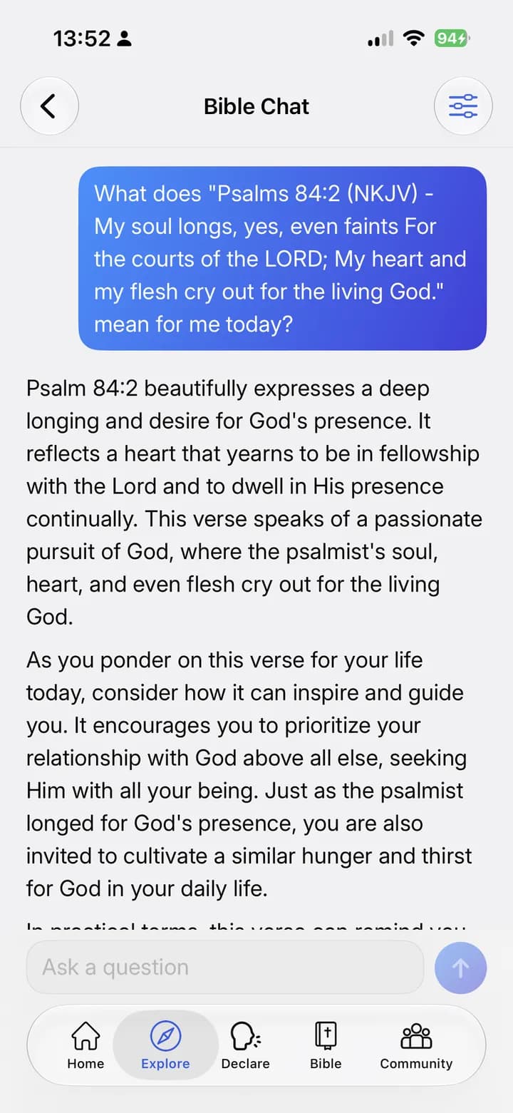 The Bible, and Bible Chat.